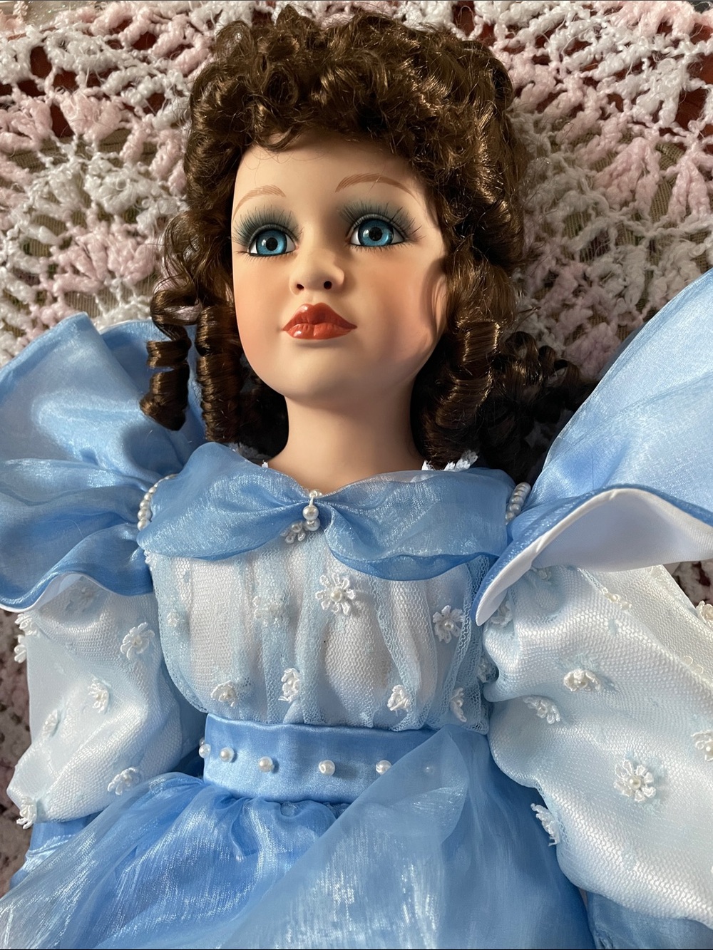 Porcelain Doll Abigail in Light Blue Dress - American Classic Collection